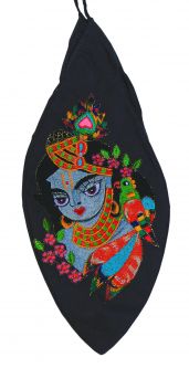 Krishna Embroidered Beadbag (Black)